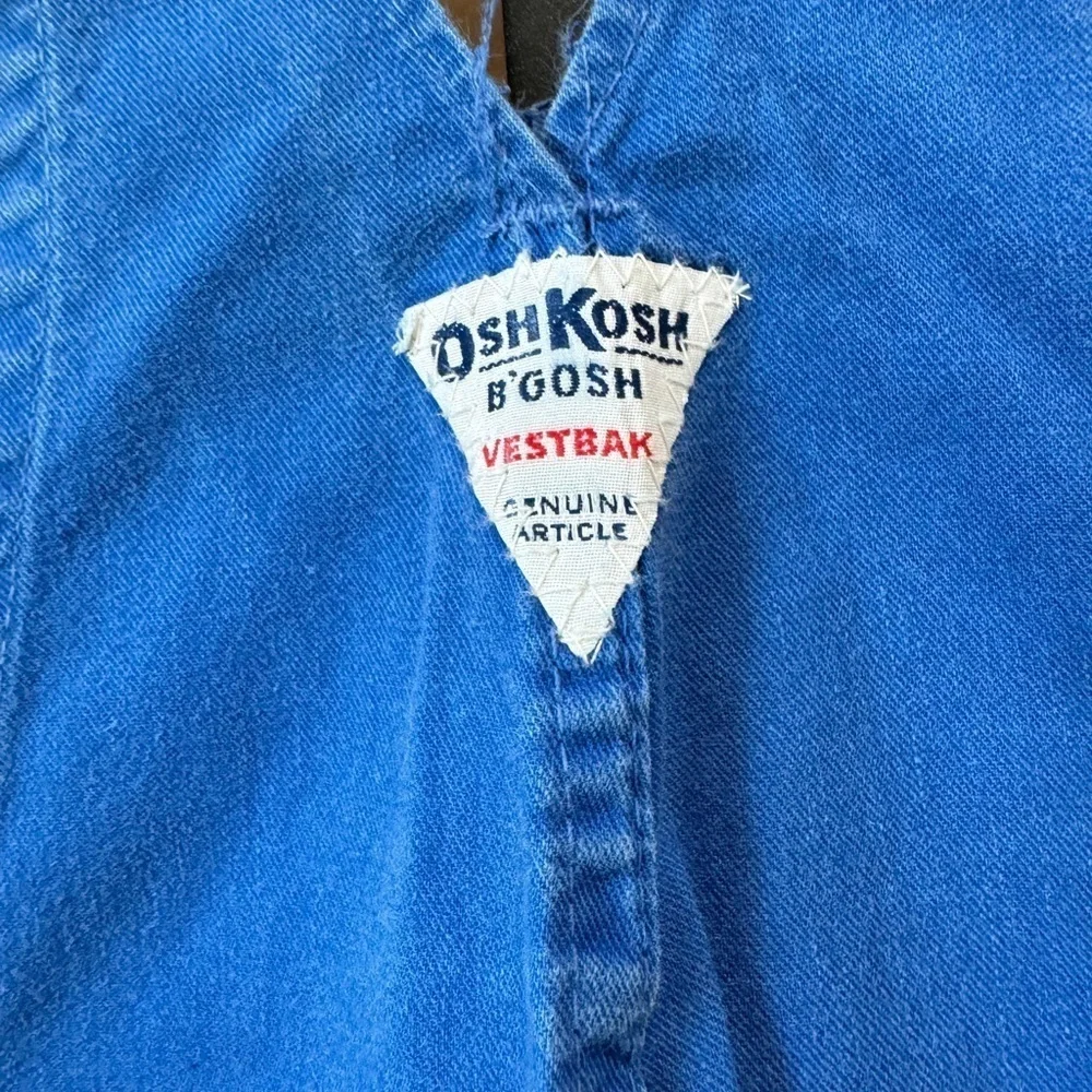 Vintage 1980s OshKosh B’Gosh toddler overalls cotton cobalt blue vestbak boy